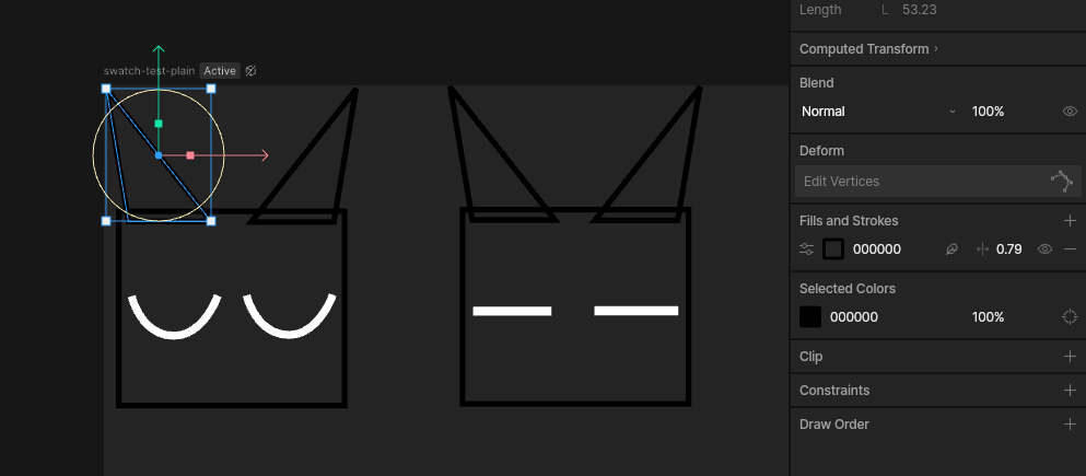 紫のFillをスウォッチで設定していた部分が、Riveでは透明になっている